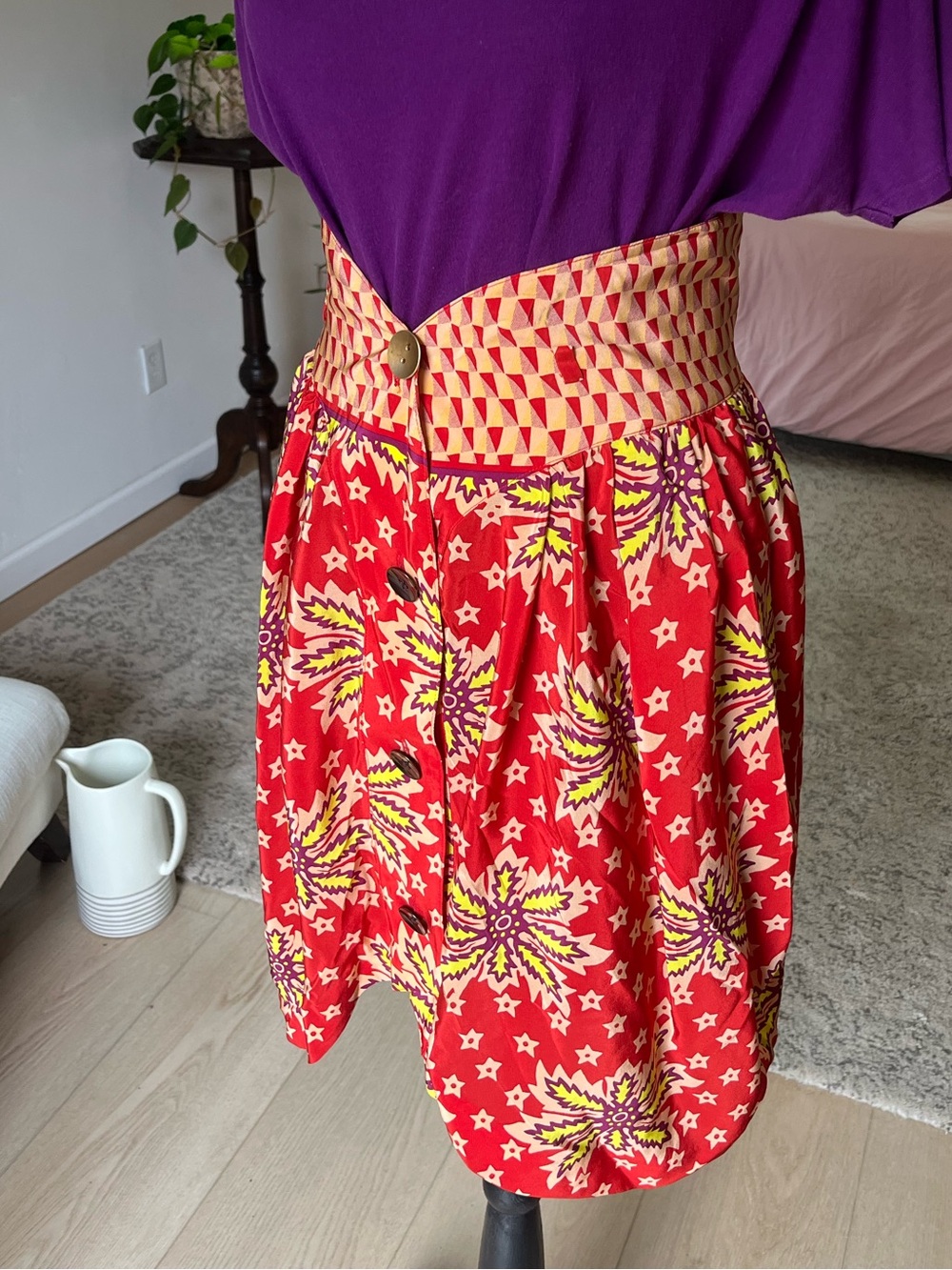 SUNO Sustainable Luxury Women's Skirt Size 4 / Small Red Button Pockets Unique - Picture 2 of 16